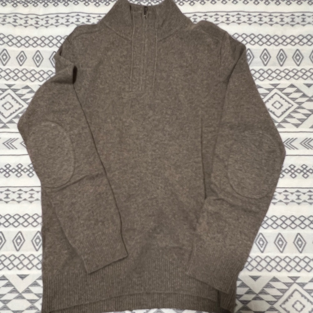 J.Crew 1/4 Zip Wool-Blend Sweater - Warm Gray
